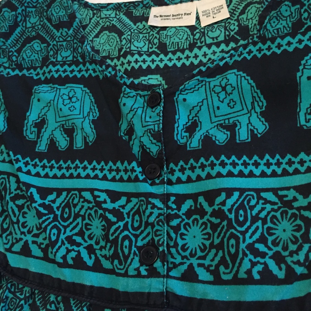 Ikat Cotton Maxi Dress Green sz Large